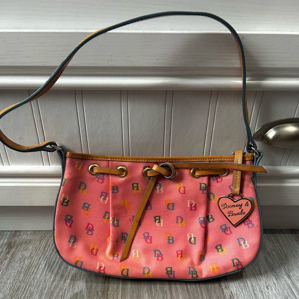 Dooney & Bourke Pink Shoulder Bag with Rainbow Monogram